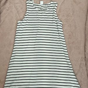 Navy Blue and White Striped Dress with Pockets